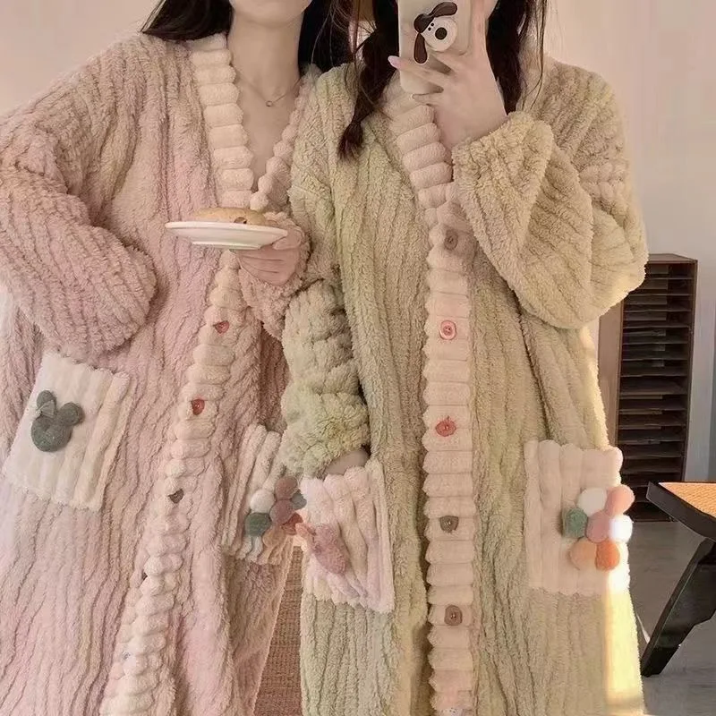 Bathrobe - Женский утолщенный теплый халат с подкладкой,